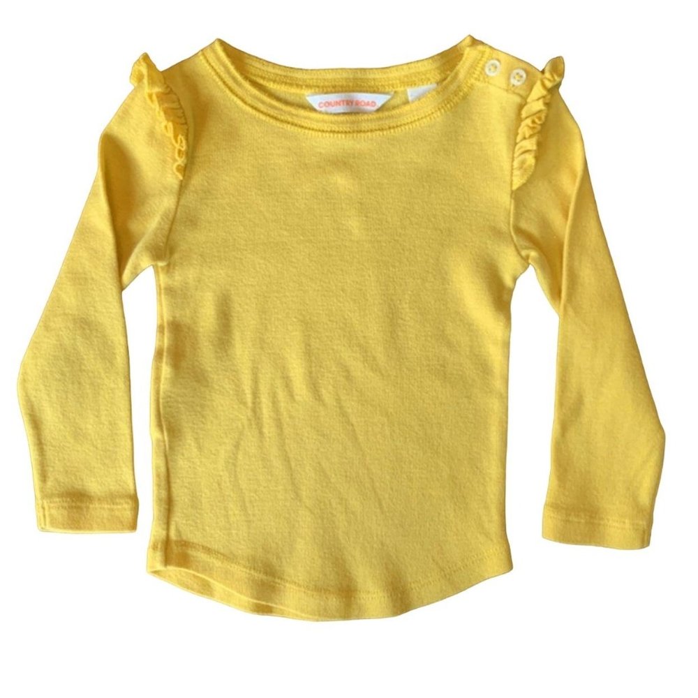 COUNTRY ROAD Baby Girls T-Shirt 6-12 Tee Mustard Yellow Top Infant Toddler Girl